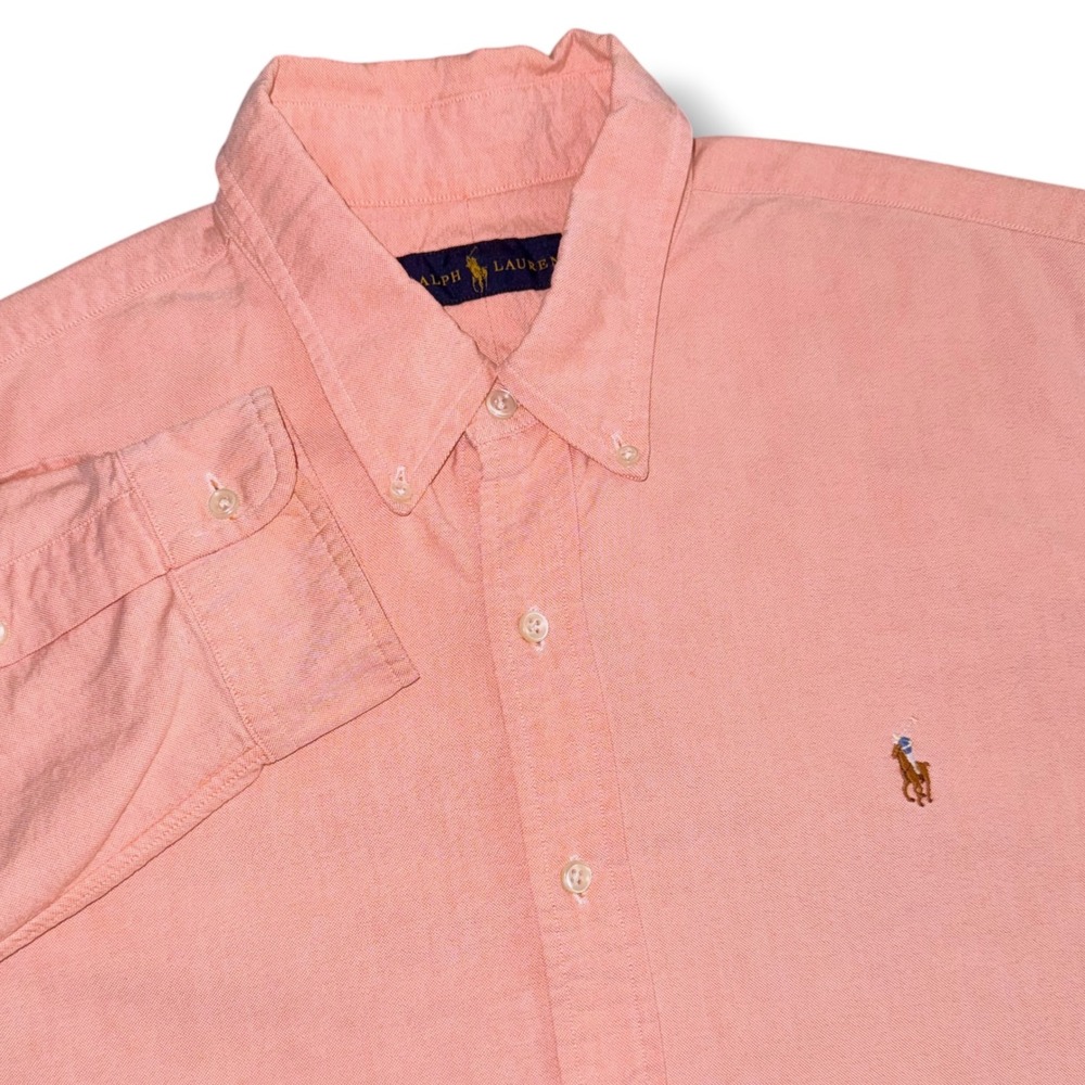 Ralph Lauren Button Down Shirt Mens XL Salmon Pink Cotton Oxford Long Sleeve